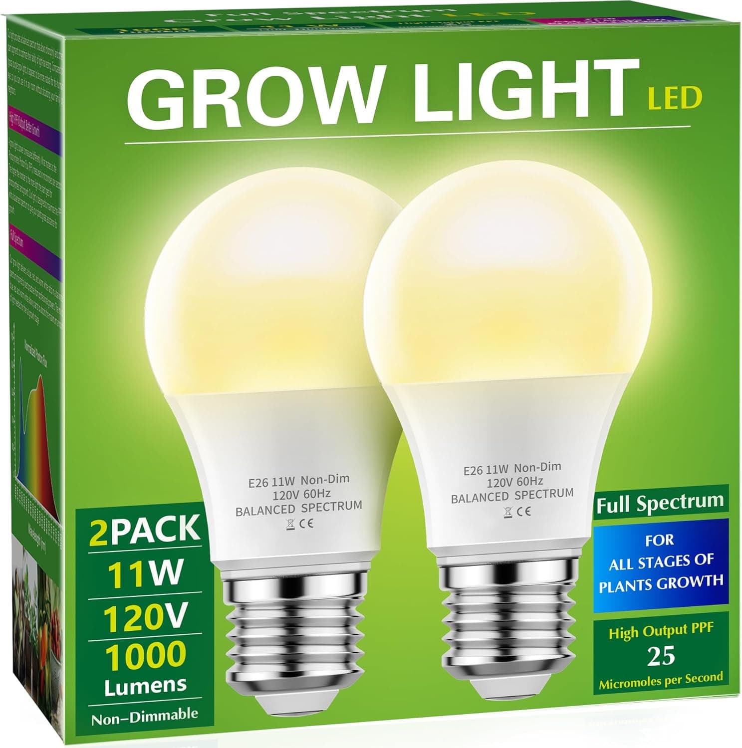 Briignite Full Spectrum LED Grow Light Bulbs 2-Pack