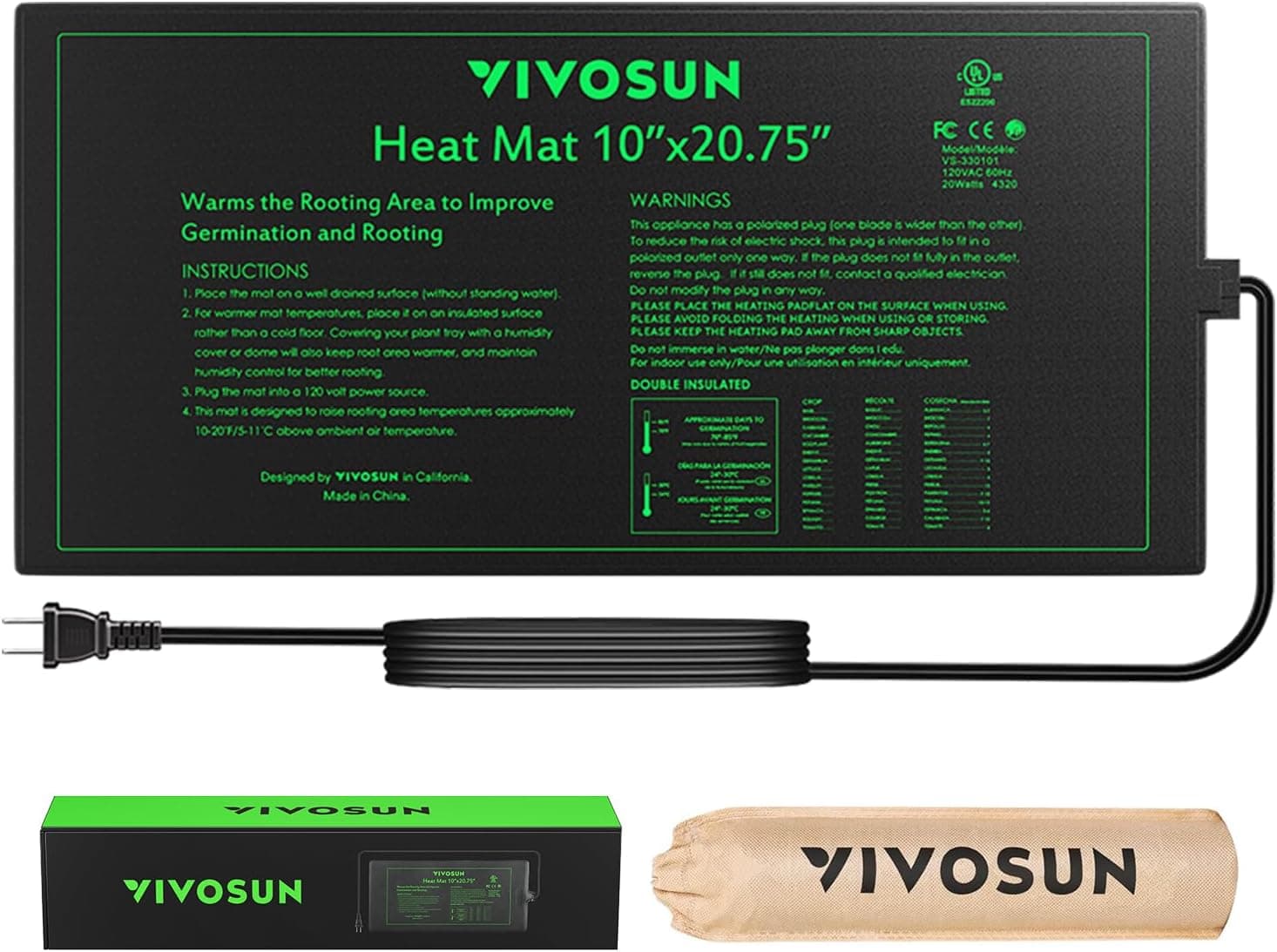 VIVOSUN Seedling Heat Mat 10"×20"